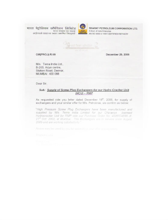 Testimonials Bharat Petroleum