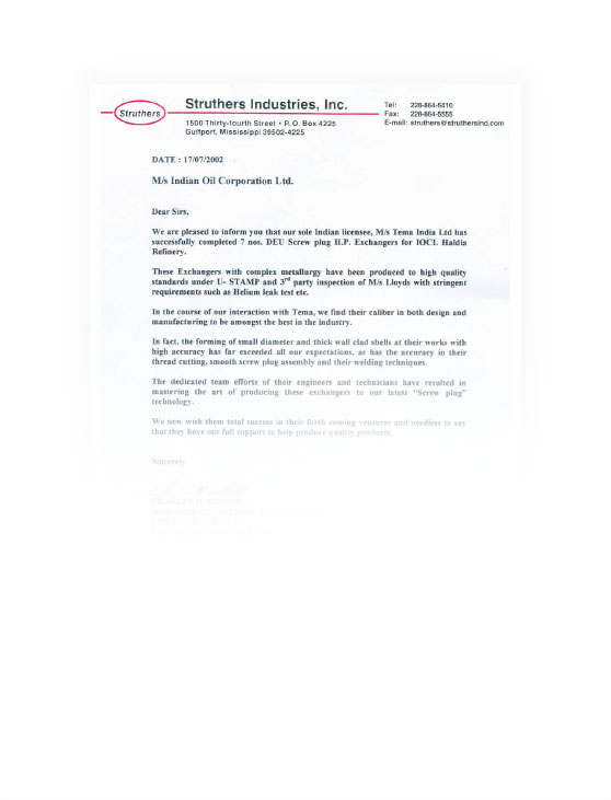 Testimonials Struthers Industries